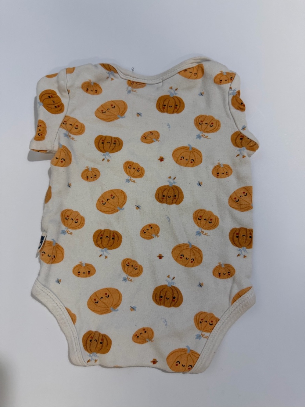 Baby Pumpkin Print One-Piece Bodysuit - Cream and Orange - Picture 3 of 3